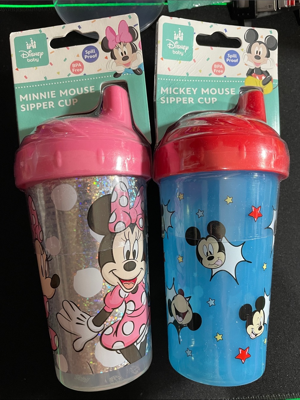 Disney Minnie & Mickey Sipper Cups - Pink, Blue and Red
